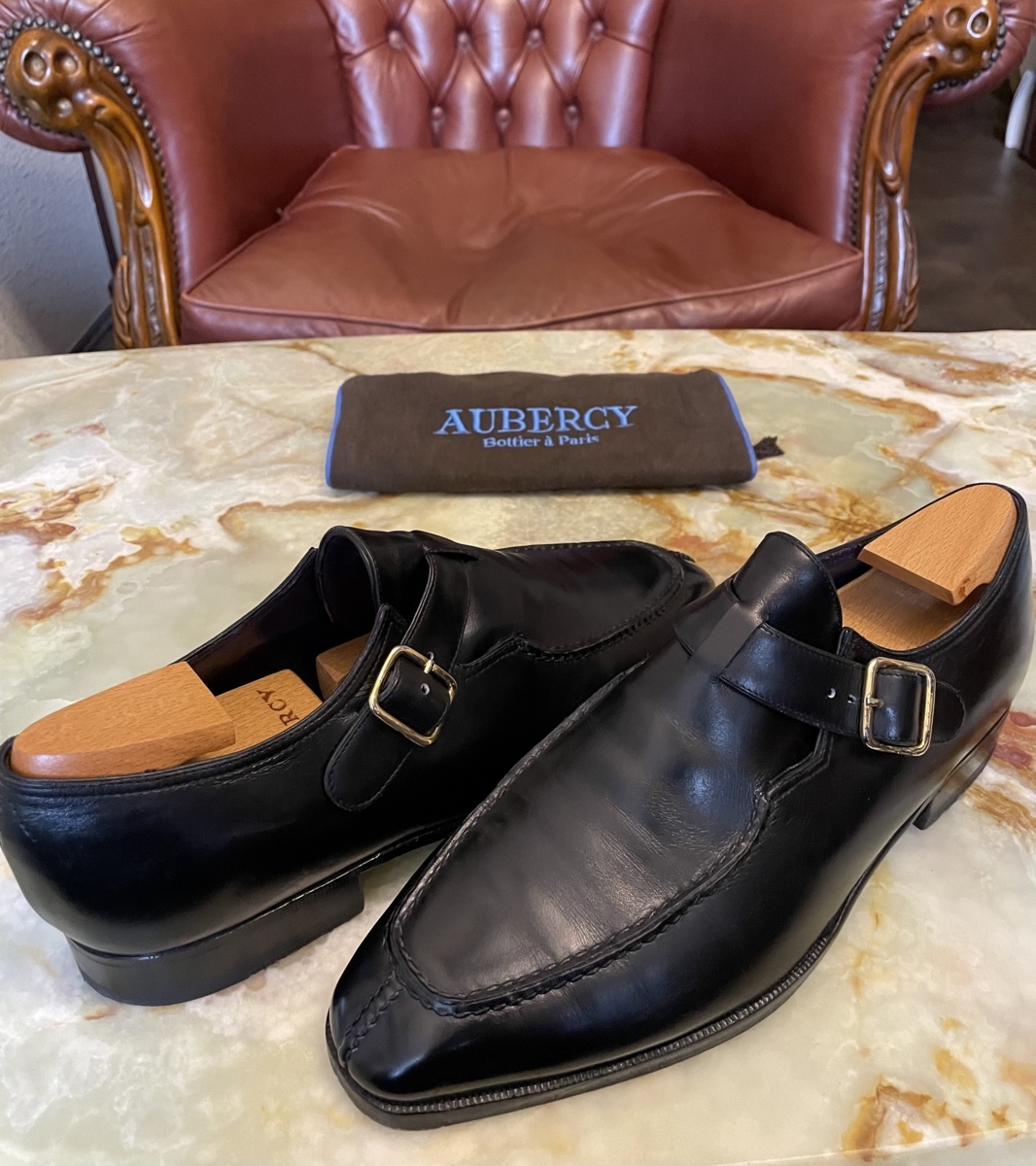オーベルシー AUBERCY】Uチップ装飾シングルモンクストラップ 6 黒 