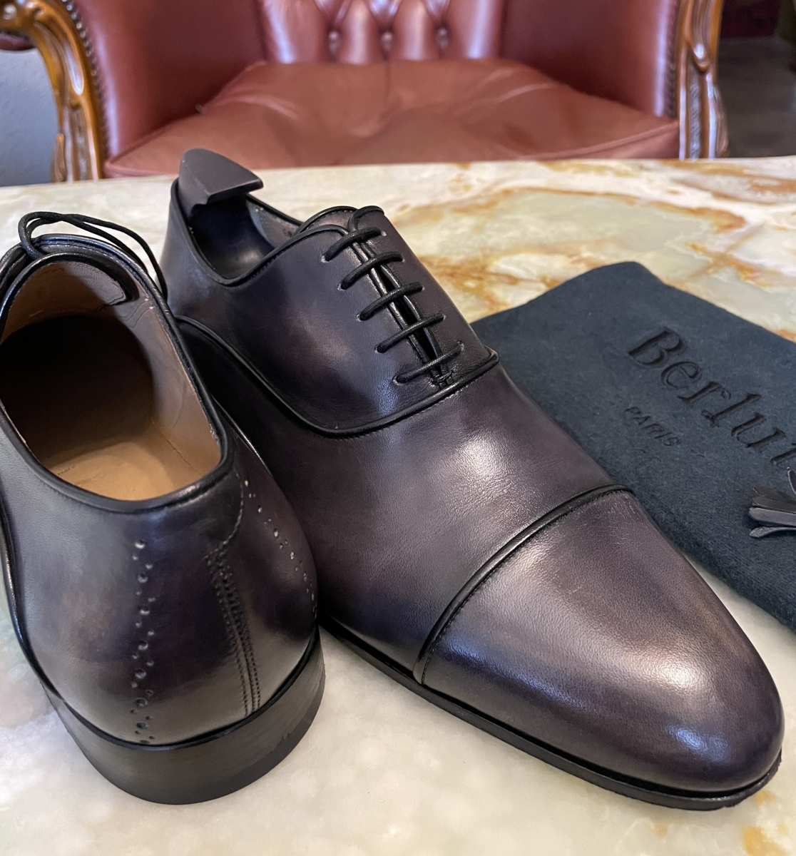 ベルルッティ Berluti】内羽根 パティーヌ染めストレートチップ 6.5 灰 