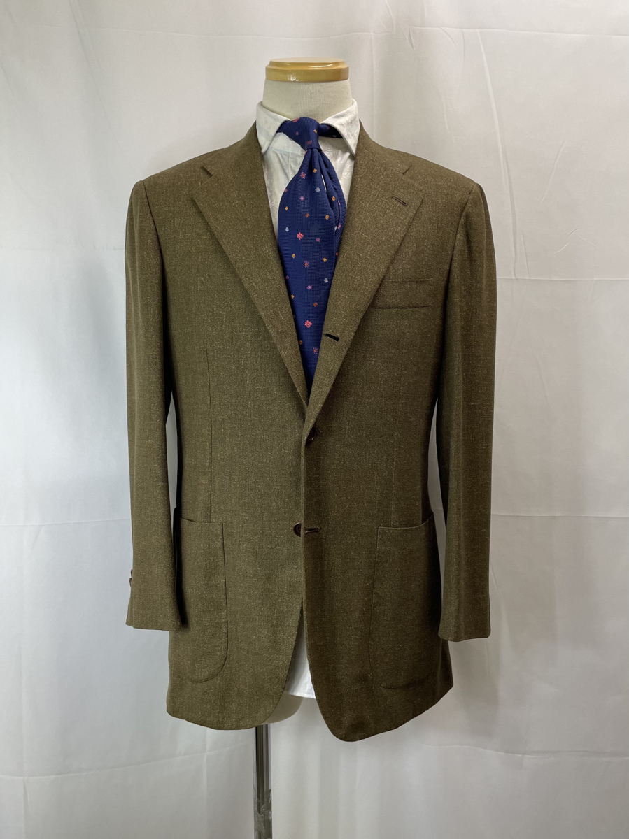 キトン Kiton チロパオーネ タイユアタイ】春夏リネン麻毛ジャケット 