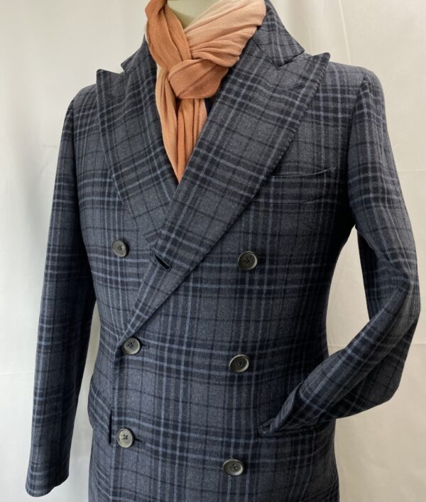 イザイア ISAIA】カシミヤ混ウール チェック柄ダブルチェスターコート 