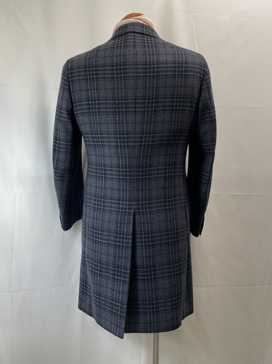 イザイア ISAIA】カシミヤ混ウール チェック柄ダブルチェスターコート 