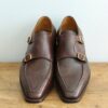 【シルバノラッタンジ Silvano Lattanzi】新品 グレイン革ダブルモンクストラップ 茶 8.5 - 画像 (3)