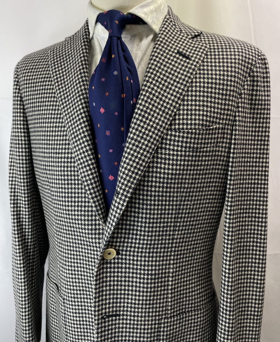 カルーゾ CARUSO】秋冬 カシミヤ混ウール千鳥格子柄ジャケット 46 