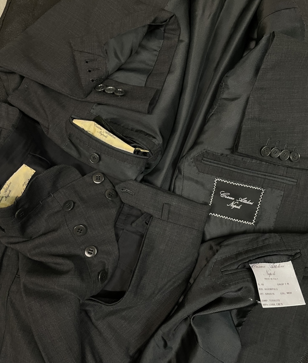 アットリーニ Cesare Attolini】合い物 グレンチェック柄グレースーツ 