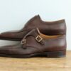 【シルバノラッタンジ Silvano Lattanzi】新品 グレイン革ダブルモンクストラップ 茶 8.5