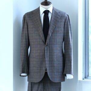 【LIVERANO & LIVERANO リベラーノ】ビスポーク注文服 春夏向けウール グレンチェック柄ブラウングレースーツ 46位
