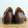 【シルバノラッタンジ Silvano Lattanzi】新品 グレイン革ダブルモンクストラップ 茶 8.5 - 画像 (4)