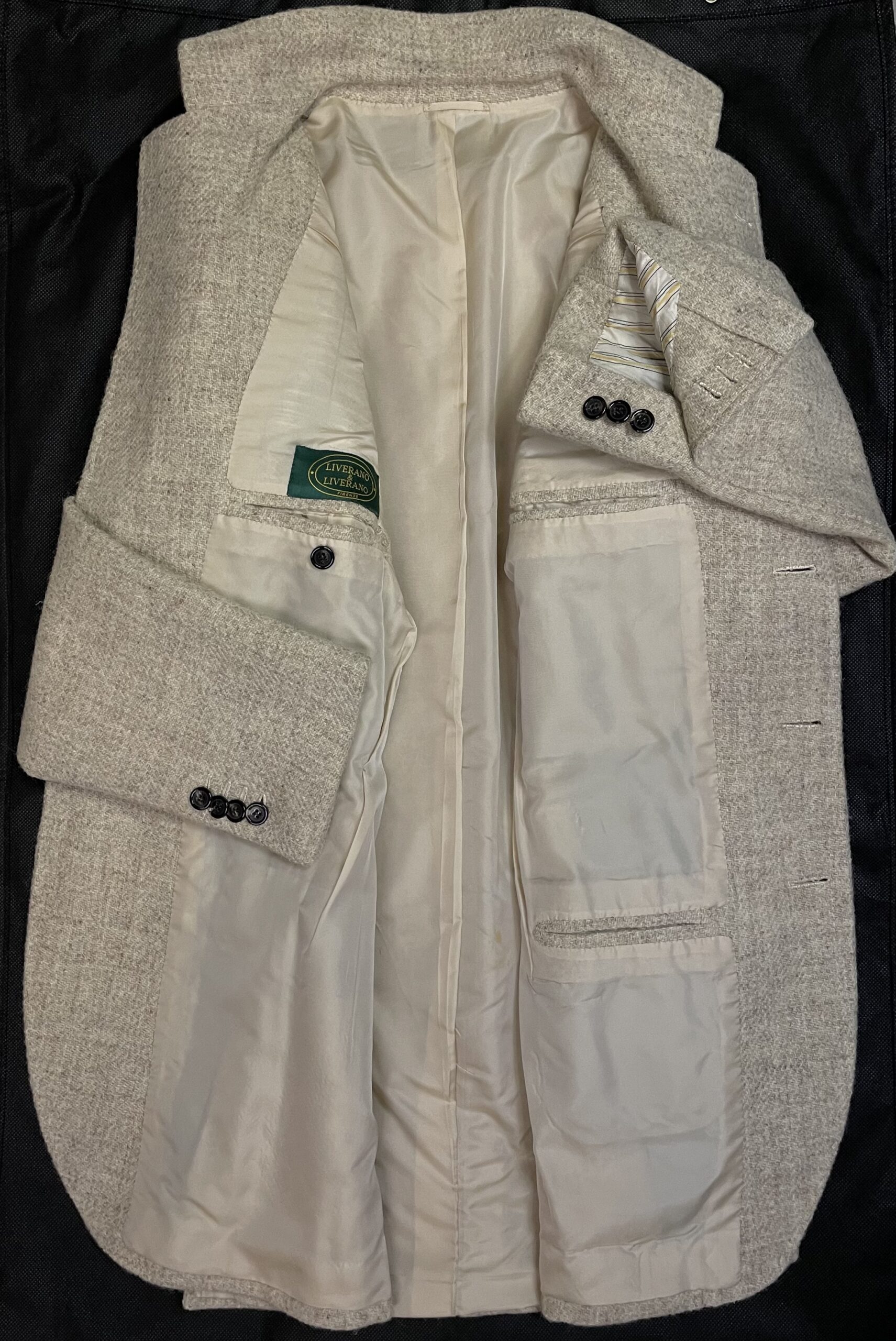 【LIVERANO & LIVERANO リベラーノ】ビスポーク注文服 ツイードジャケット アイボリー白色 44～46