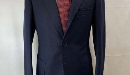 【LIVERANO & LIVERANO リベラーノ】ビスポーク注文服 合い物ウール 定番ネイビージャケット 紺色無地 44～46