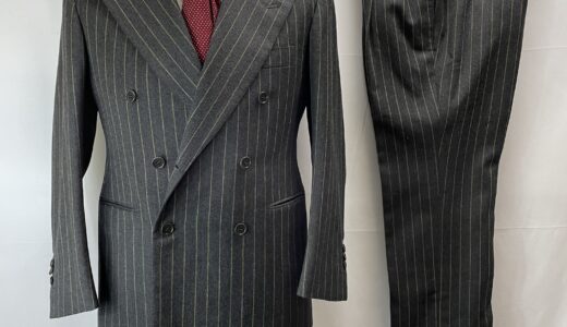 【LIVERANO & LIVERANO リベラーノ】ビスポーク注文服 合い物ウール ダブルスーツ グレー色 42～44位