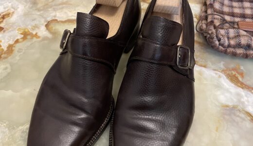 【ステファノベーメル STEFANO BEMER】貴重ビスポーク注文靴 名作シングルモンクストラップシューズ靴 40位25～25.5cm 茶色