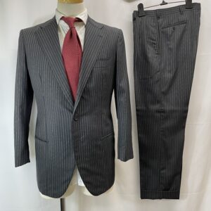 【Alfonso Sirica アルフォンソ シリカ】手仕事ナポリ仕立て ストライプ柄グレースーツ 46