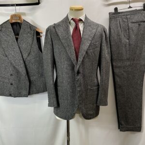 【Sciamat シャマット】貴重ビスポーク注文服 ホームスパン生地 3Pスリーピース ピークドラペルスーツ 50～52位{sold out thanks!}