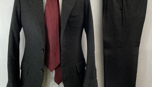 【Sartoria Attolini アットリーニ】秋冬向け カシミヤ混ウール バーズアイ織り グレースーツ 42 44