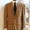 【キトン Kiton】秋冬向け カシミヤ100％千鳥格子柄ジャケット 48 茶橙