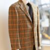 【キトン Kiton】秋冬向け カシミヤ100％千鳥格子柄ジャケット 48 茶橙 - 画像 (4)