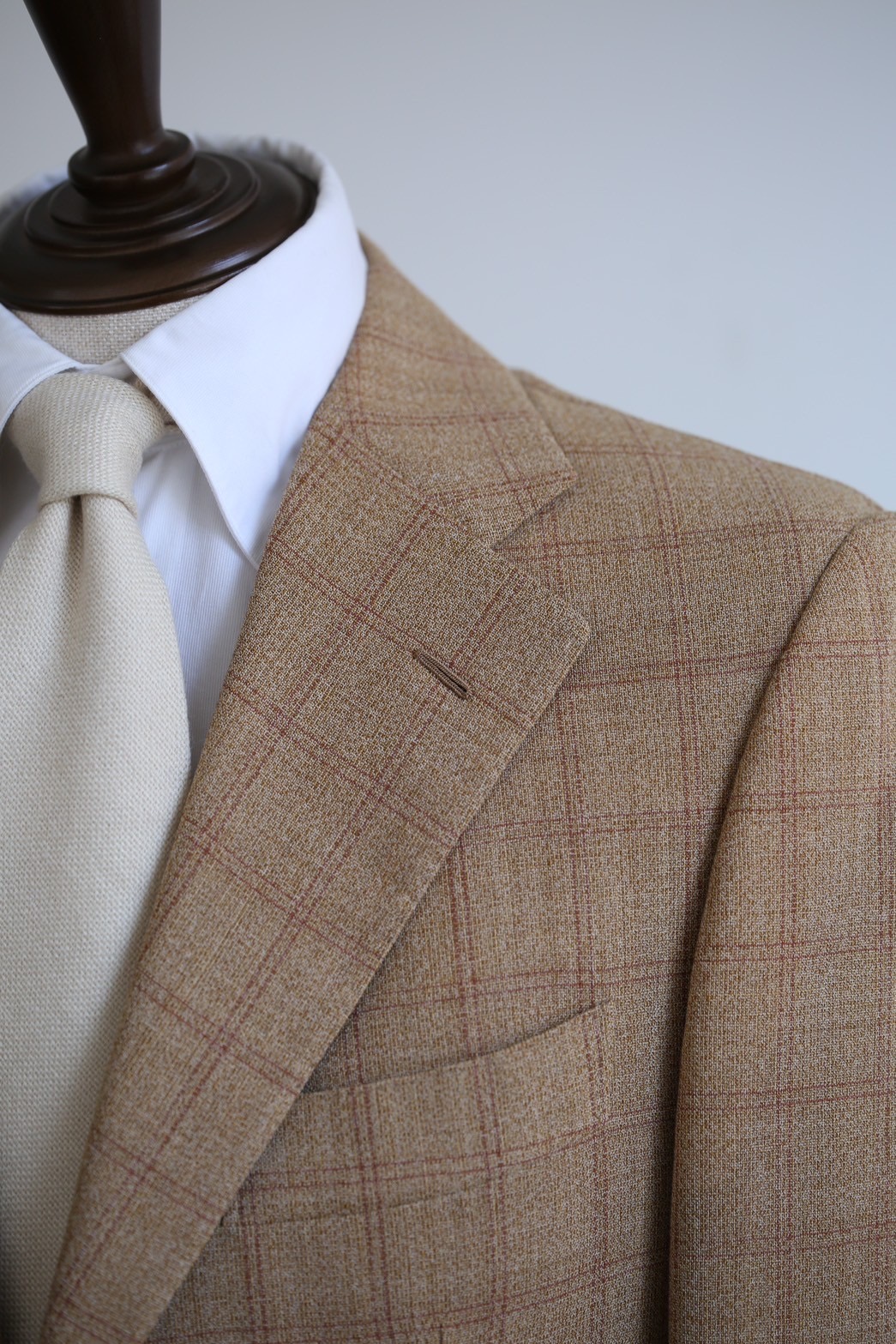 【Sartoria Attolini アットリーニ】TieYourTie別注 春夏向けウール 格子柄ジャケット ベージュ色 48～50サイズ