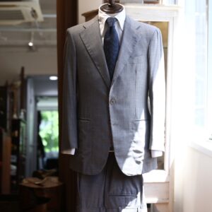 【オラツィオルチアーノ ORAZIO LUCIANO】カシミヤ&シルク混毛チェック格子柄グレースーツ 46{sold out thanks!}