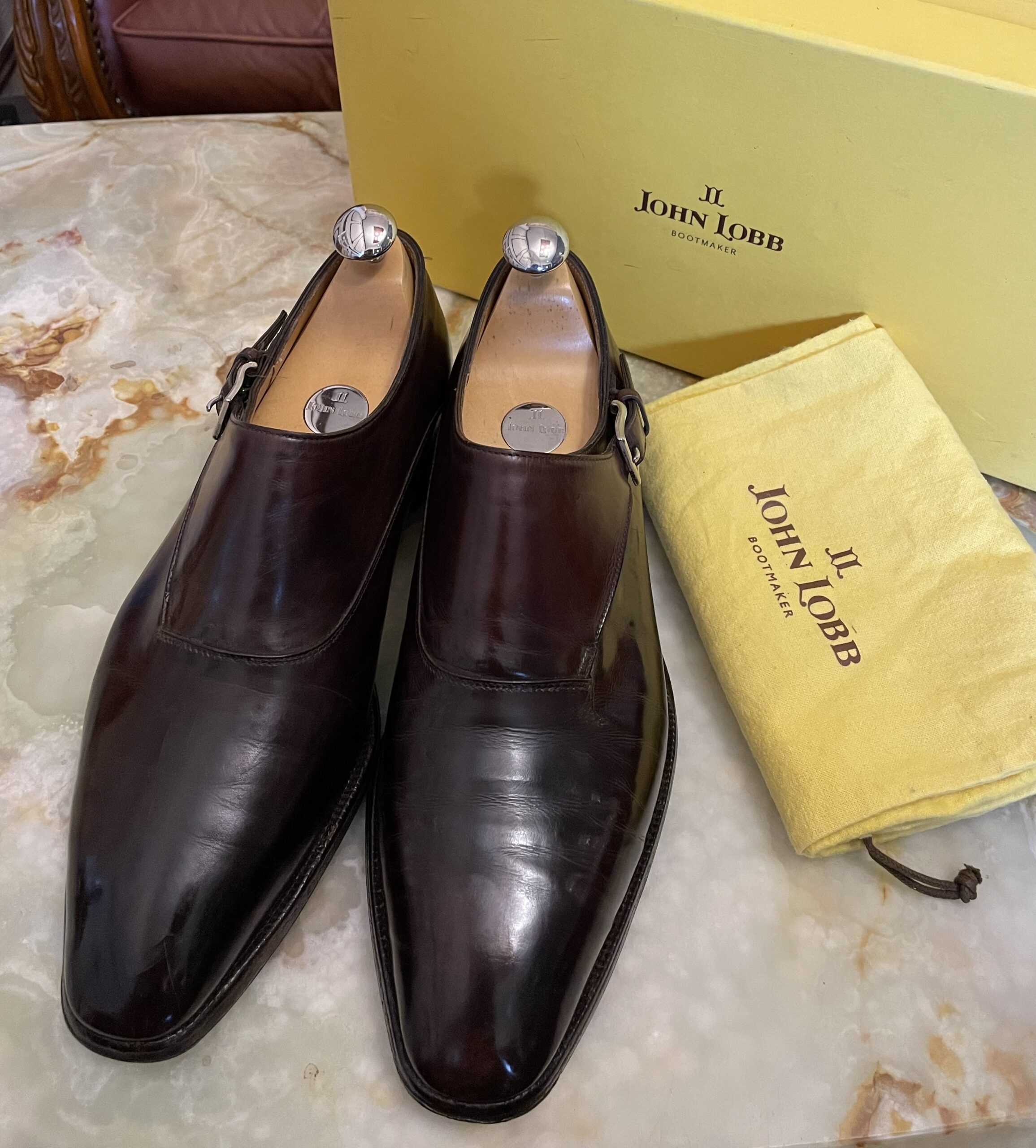 【JOHN LOBB ジョンロブ】プレステージライン サイドモンクストラップ靴シューズ VALE 7 E 8000 濃茶色