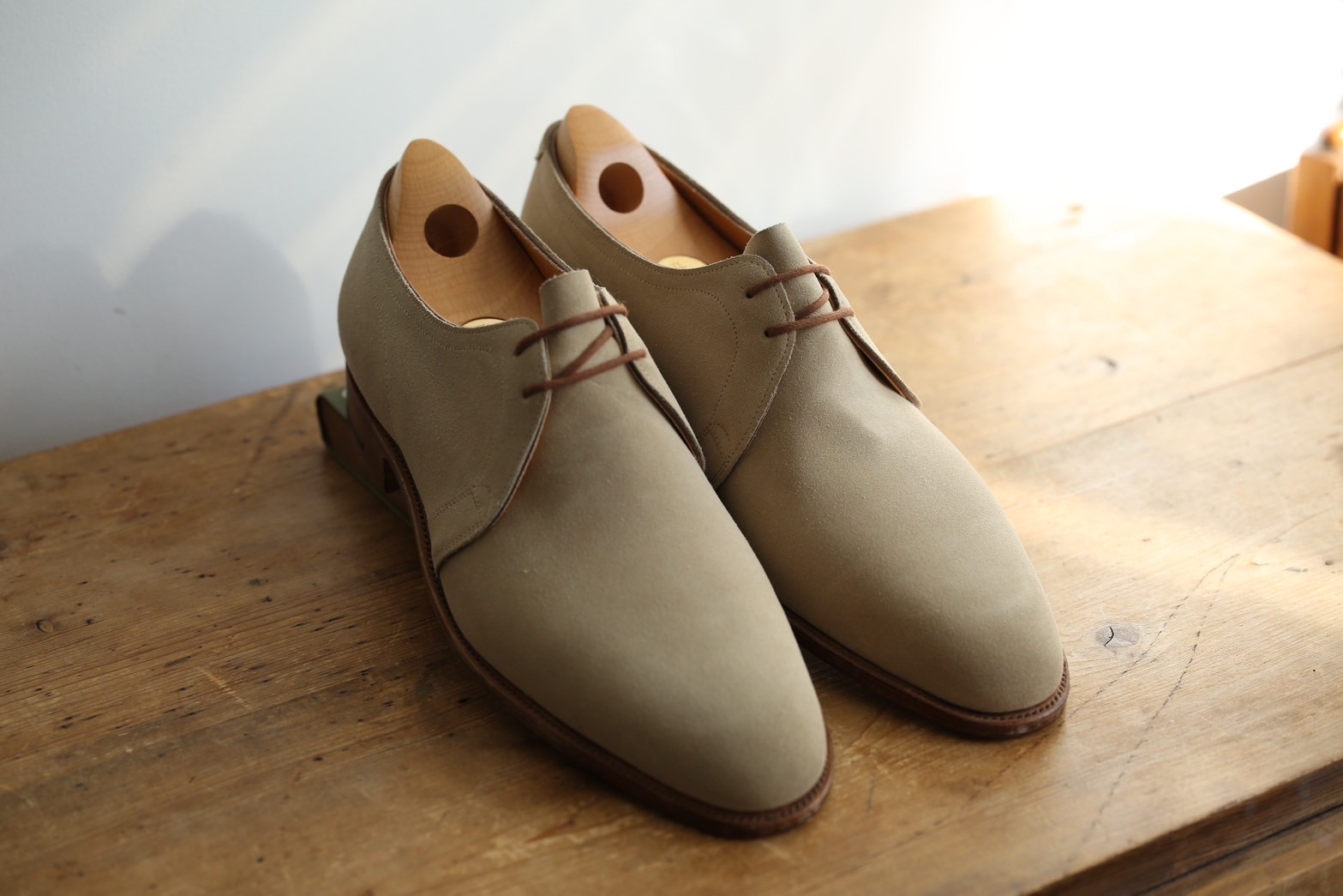 【ジョンロブ JOHN LOBB】新品 外羽根 スエード革プレーントゥ 8.5E 8695 ベージュ