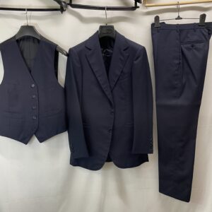 【Gaetano Aloisio ガエターノ アロイジオ】貴重ビスポーク注文服 スリーピース3P ネイビースーツ 42～44 濃紺無地{sold out thanks!}