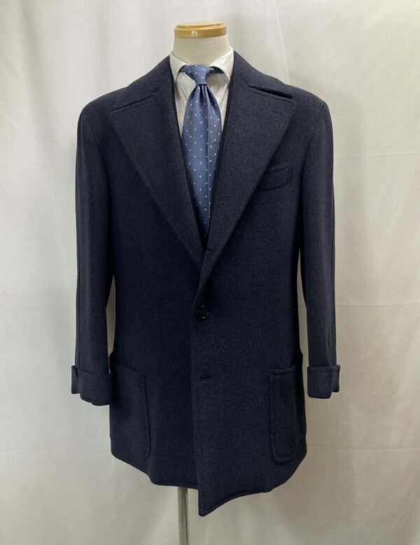 【セミナーラ SEMINARA】ビスポーク注文服 厚肉起毛ウール 短丈コート 52～54位 紺色{sold out thanks!}