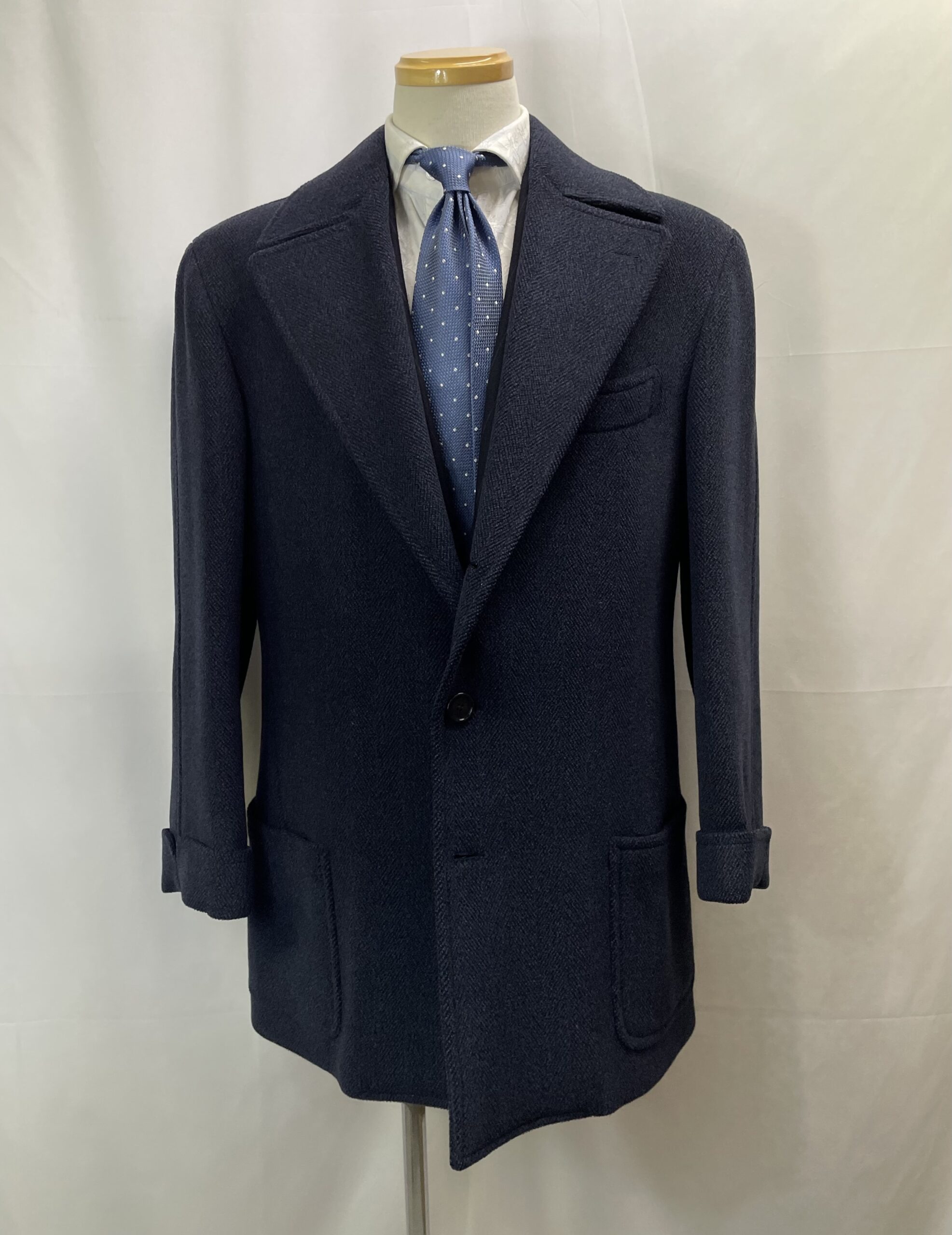 【セミナーラ SEMINARA】ビスポーク注文服 厚肉起毛ウール 短丈コート 52~54位 紺色{sold out thanks!}