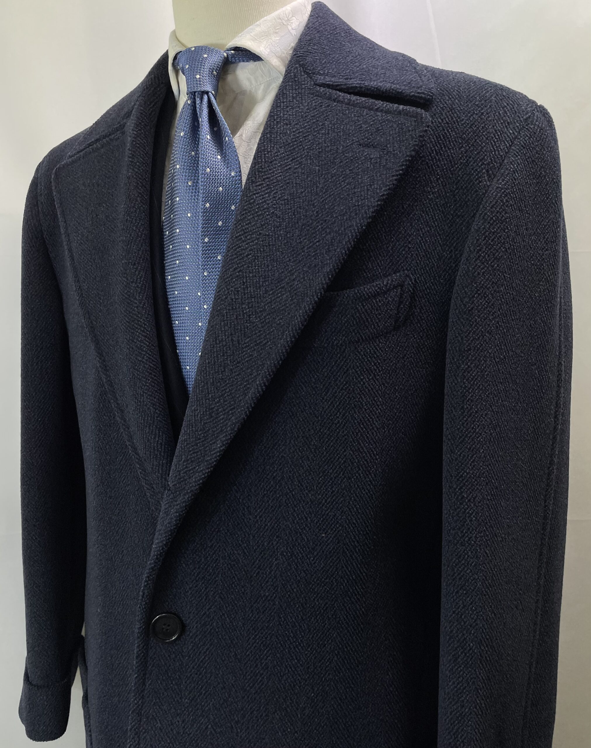 【セミナーラ SEMINARA】ビスポーク注文服 厚肉起毛ウール 短丈コート 52~54位 紺色{sold out thanks!} - 画像 (8)
