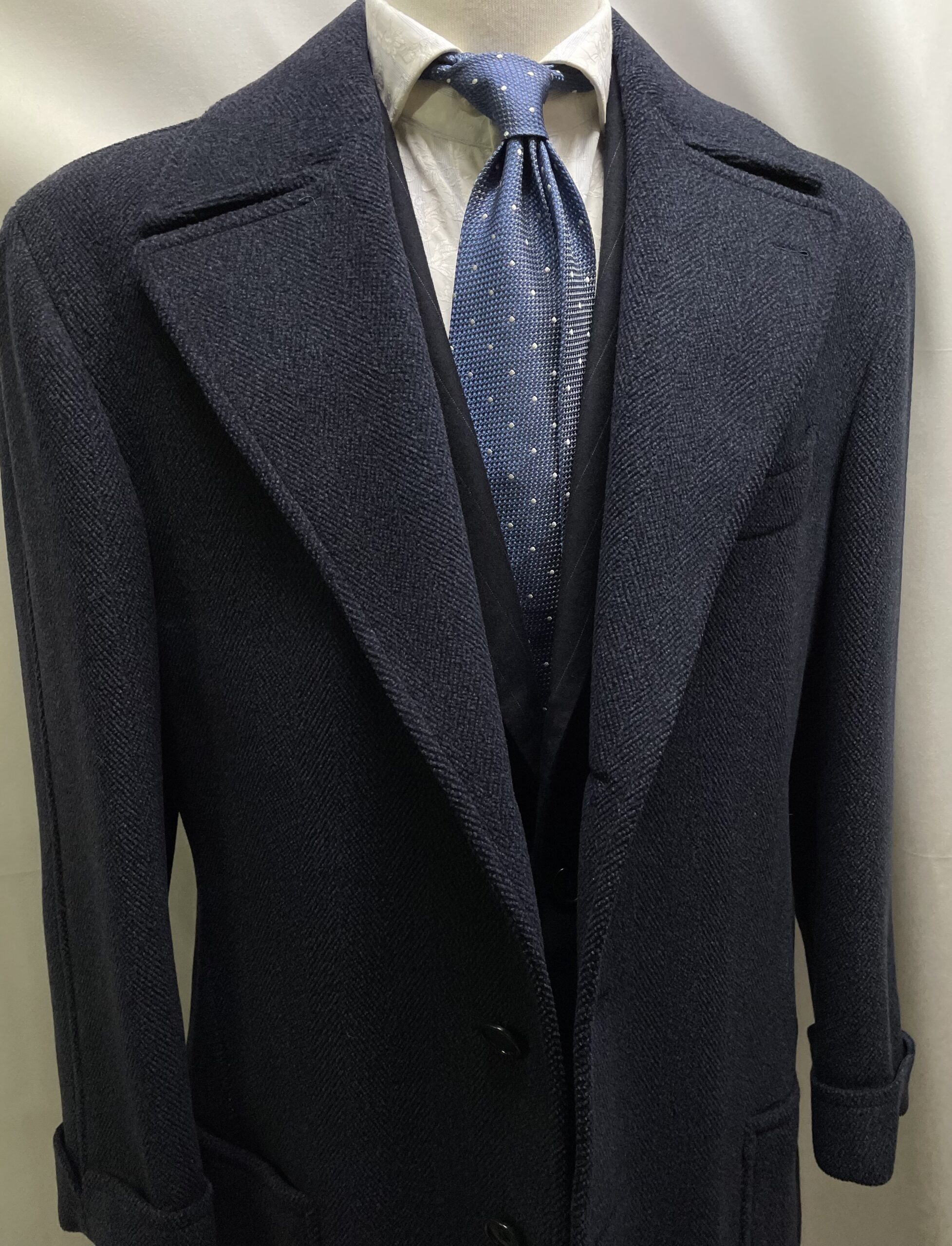 【セミナーラ SEMINARA】ビスポーク注文服 厚肉起毛ウール 短丈コート 52~54位 紺色{sold out thanks!} - 画像 (7)