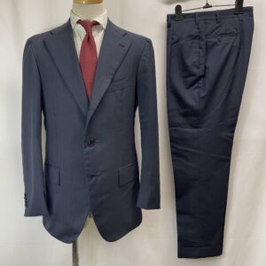 【ORAZIO LUCIANO オラツィオ ルチアーノ】春夏向け 英国ウール 定番ネイビースーツ MTO 50～52 紺無地