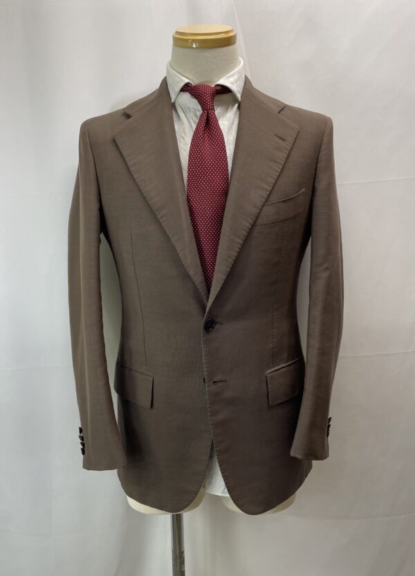 【Cesare Attolini アットリーニ】頂上ナポリ仕立て 春夏向けモヘア&コットン綿 ジャケット 44～46 茶色{sold out thanks!} - 画像 (2)