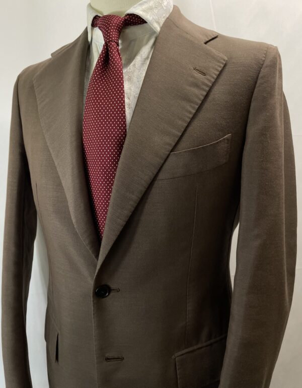 【Cesare Attolini アットリーニ】頂上ナポリ仕立て 春夏向けモヘア&コットン綿 ジャケット 44～46 茶色{sold out thanks!}