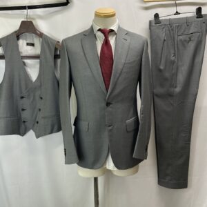 【Brioni ブリオーニ】スミズーラMTO 合い物 スリーピース3P 美麗グレースーツ MADISON 44～46 灰色無地
