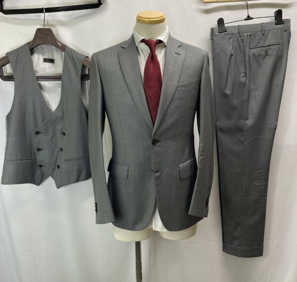 【Brioni ブリオーニ】スミズーラMTO 合い物 スリーピース3P 美麗グレースーツ MADISON 44～46 灰色無地