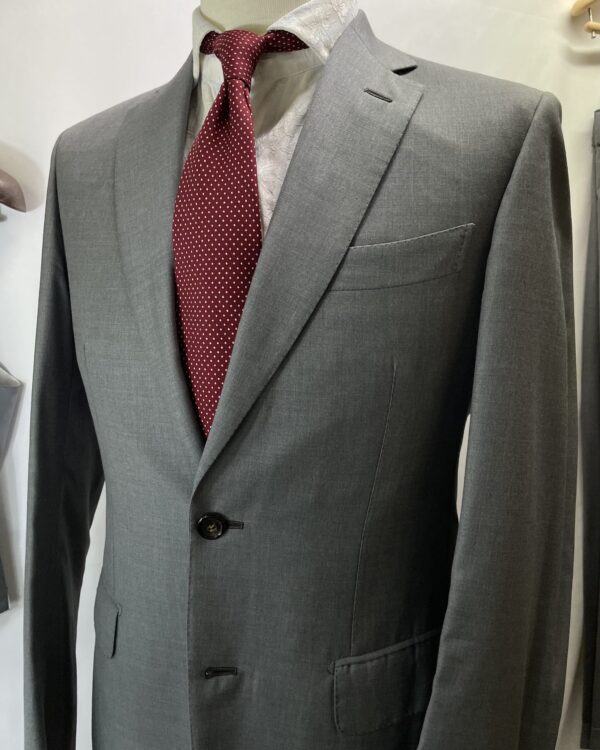 【Brioni ブリオーニ】スミズーラMTO 合い物 スリーピース3P 美麗グレースーツ MADISON 44～46 灰色無地 - 画像 (3)