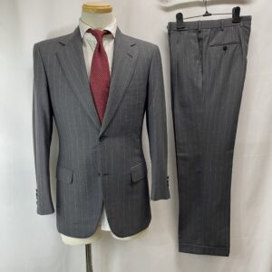 【Brioni ブリオーニ】合い物150sウール 定番ストライプ柄ミディアムグレースーツ NOMENTANO 44～46{sold out thanks!}