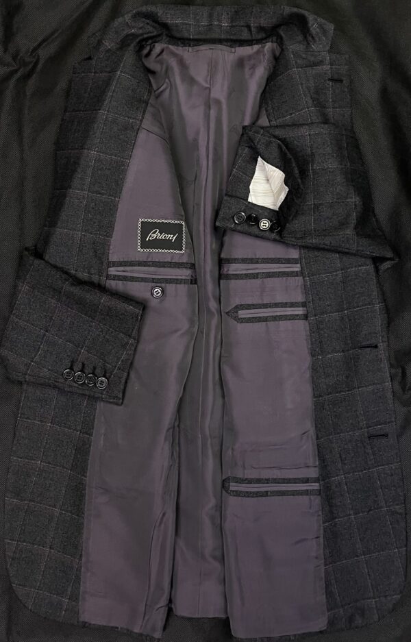 【Brioni ブリオーニ】秋冬向け お洒落ウインドーペン格子柄グレージャケット BRUNICO 44～46 - 画像 (4)