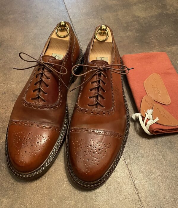 【Silvano Lattanzi シルバノラッタンジ】コードバン馬革 ノルベステッチ MTO セミブローグ靴シューズ 9.5～10 28cm位 茶色