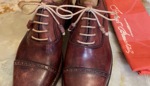 【Stefano Branchini ブランキーニ カルツォレリア】未使用品 手仕事グッドイヤー製 パンチドキャップトゥ靴シューズ 7 赤茶色