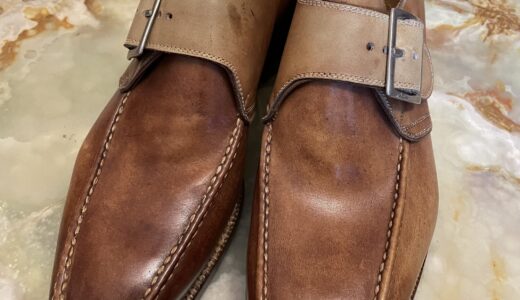 【Stefano Branchini ブランキーニ カルツォレリア】未使用品 手仕事グッドイヤー製 シングルモンクストラップ靴シューズ 7.5 茶色