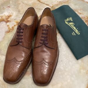 【Marini マリーニ】貴重な半世紀前2代目職人謹製 ビスポーク注文靴 外羽根フルブローグ靴 6.5位25cm 茶色