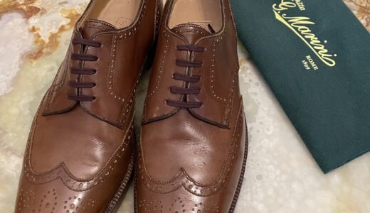 【Marini マリーニ】貴重な半世紀前2代目職人謹製 ビスポーク注文靴 外羽根フルブローグ靴 6.5位25cm 茶色