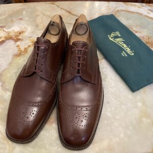 【Marini マリーニ】貴重な半世紀前2代目職人謹製 ビスポーク注文靴 外羽根フルブローグ靴 6.5位25cm TREE付 濃茶色
