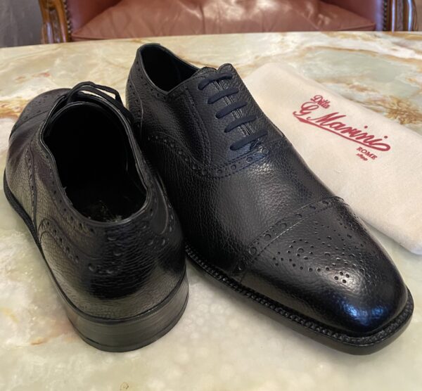 【Marini マリーニ】未使用品 貴重ビスポーク注文靴 セミブローグ内羽根シューズ 7.5位26cm 黒色 - 画像 (3)