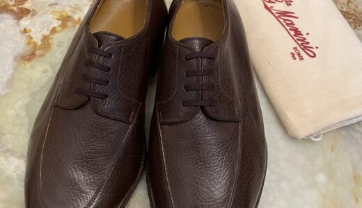 【Marini マリーニ】未使用品 貴重ビスポーク注文靴 リャマ革 Uチップ外羽根シューズ 7位25.5～26cm 茶色