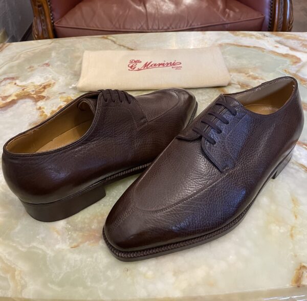 【Marini マリーニ】未使用品 貴重ビスポーク注文靴 リャマ革 Uチップ外羽根シューズ 7位25.5～26cm 茶色 - 画像 (2)