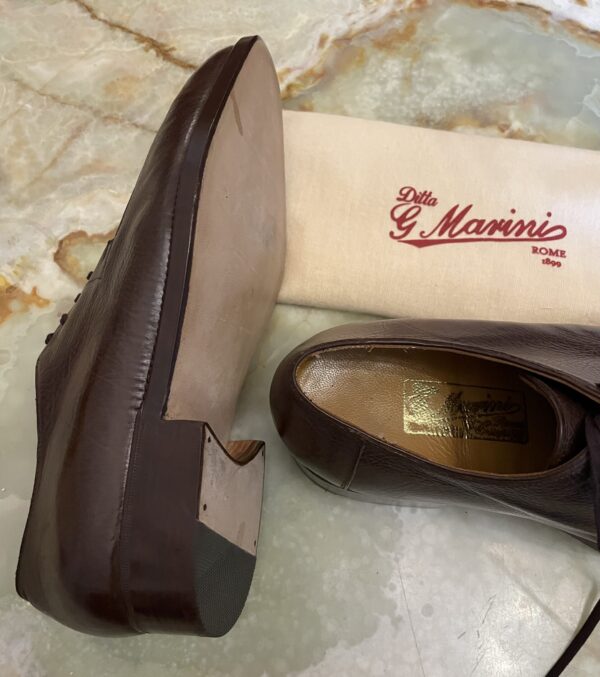 【Marini マリーニ】未使用品 貴重ビスポーク注文靴 リャマ革 Uチップ外羽根シューズ 7位25.5～26cm 茶色 - 画像 (5)