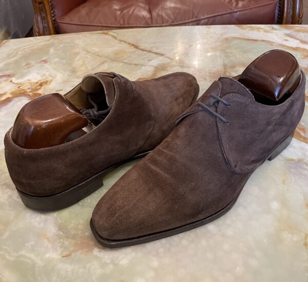 【メッカリエロ meccariello】スエード革プレーントゥ外羽根ダービーシューズ靴 6 25～25.5cm 茶色 - 画像 (2)