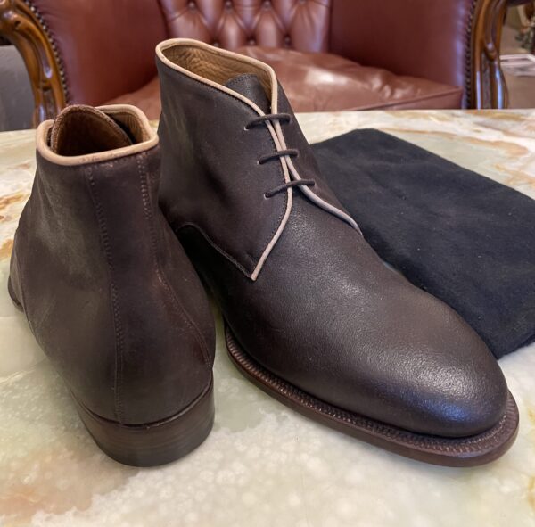 【RICCARDO BESTETTI リカルドベステッティ】新品 ヌバック革チャッカブーツ靴 39.5サイズ25cm位 茶色 - 画像 (3)