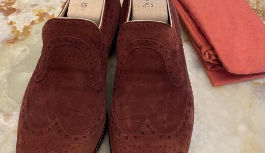 【バリント BALINT】伝統的手仕事の東欧靴 スリップオン型フルブローグシューズ靴 6.5 25cm位 赤茶色